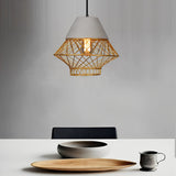 Modern Industrial Cement and Iron Cage Pendant Light for Kitchen Island and Dining Room