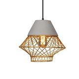 Modern Industrial Cement and Iron Cage Pendant Light for Kitchen Island and Dining Room