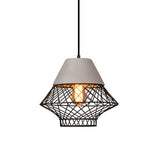 Modern Industrial Cement and Iron Cage Pendant Light for Kitchen Island and Dining Room