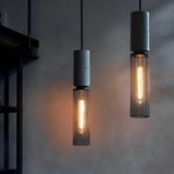 Modern Industrial Concrete and Black Metal Mesh Pendant Light E27 Cage Chandelier Ceiling Lamp
