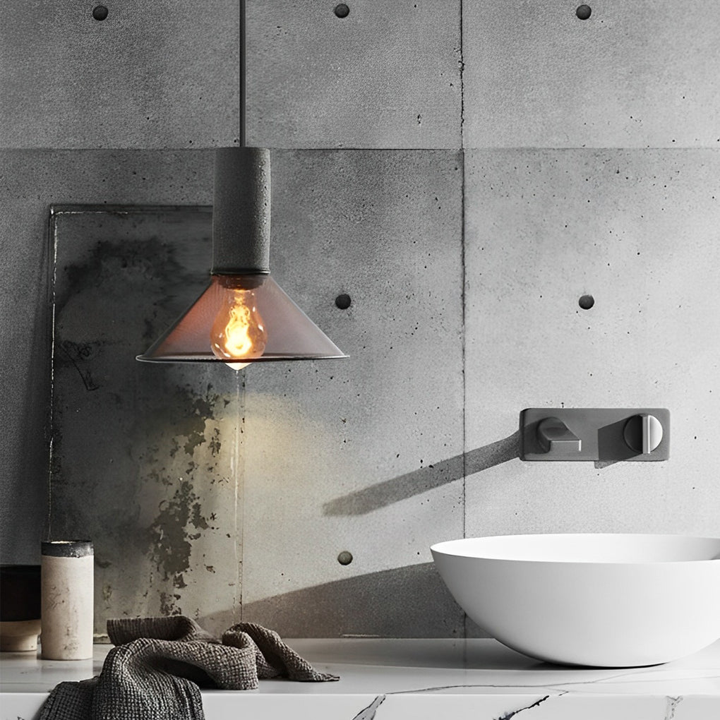 Modern Industrial Concrete and Black Metal Mesh Pendant Light E27 Cage Chandelier Ceiling Lamp