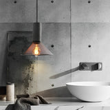 Modern Industrial Concrete and Black Metal Mesh Pendant Light E27 Cage Chandelier Ceiling Lamp