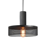 Modern Industrial Concrete and Black Metal Mesh Pendant Light E27 Cage Chandelier Ceiling Lamp