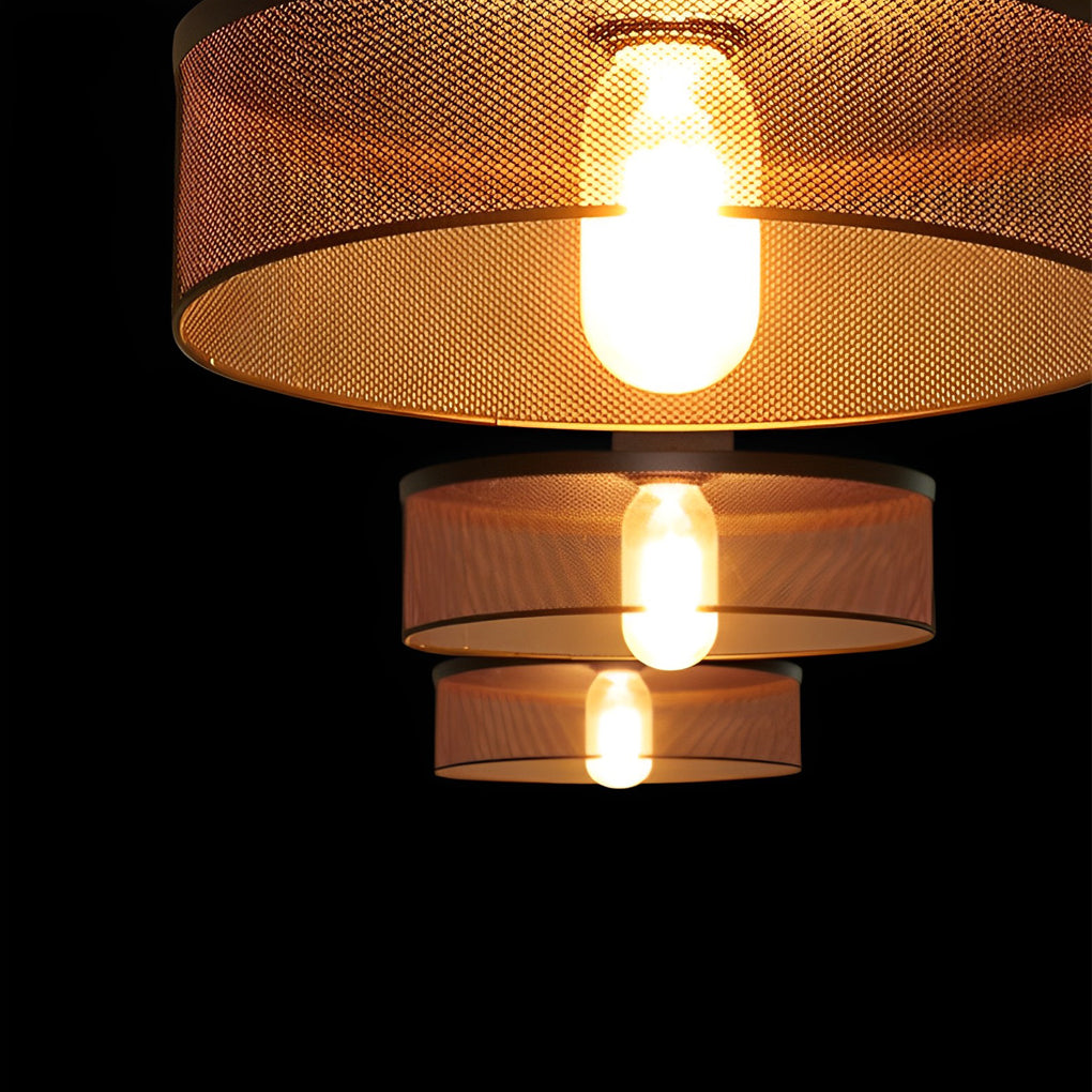 Modern Industrial Concrete and Black Metal Mesh Pendant Light E27 Cage Chandelier Ceiling Lamp
