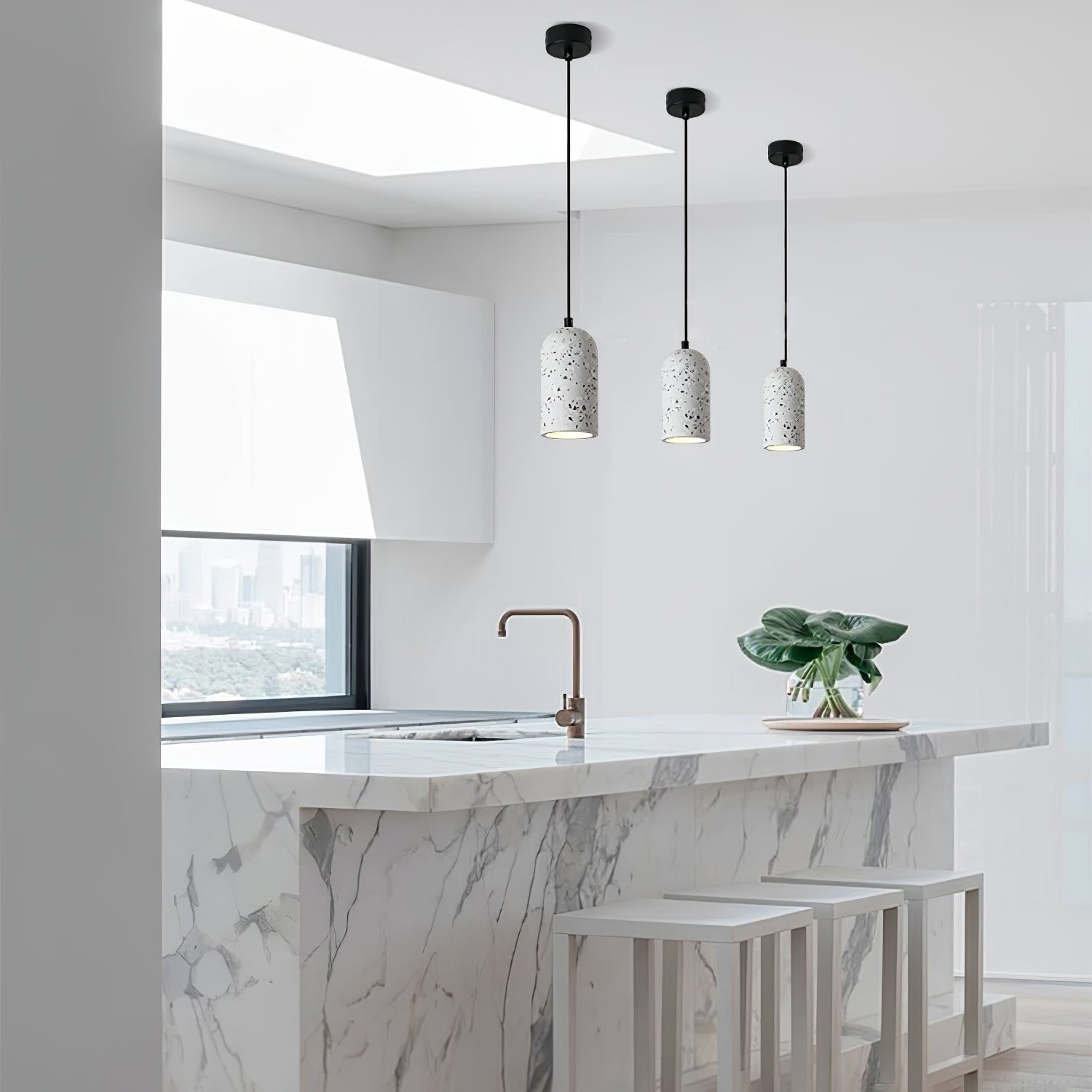 Modern Industrial Concrete Pendant Lamp Minimalist Hanging Light for Kitchen and Dining Room