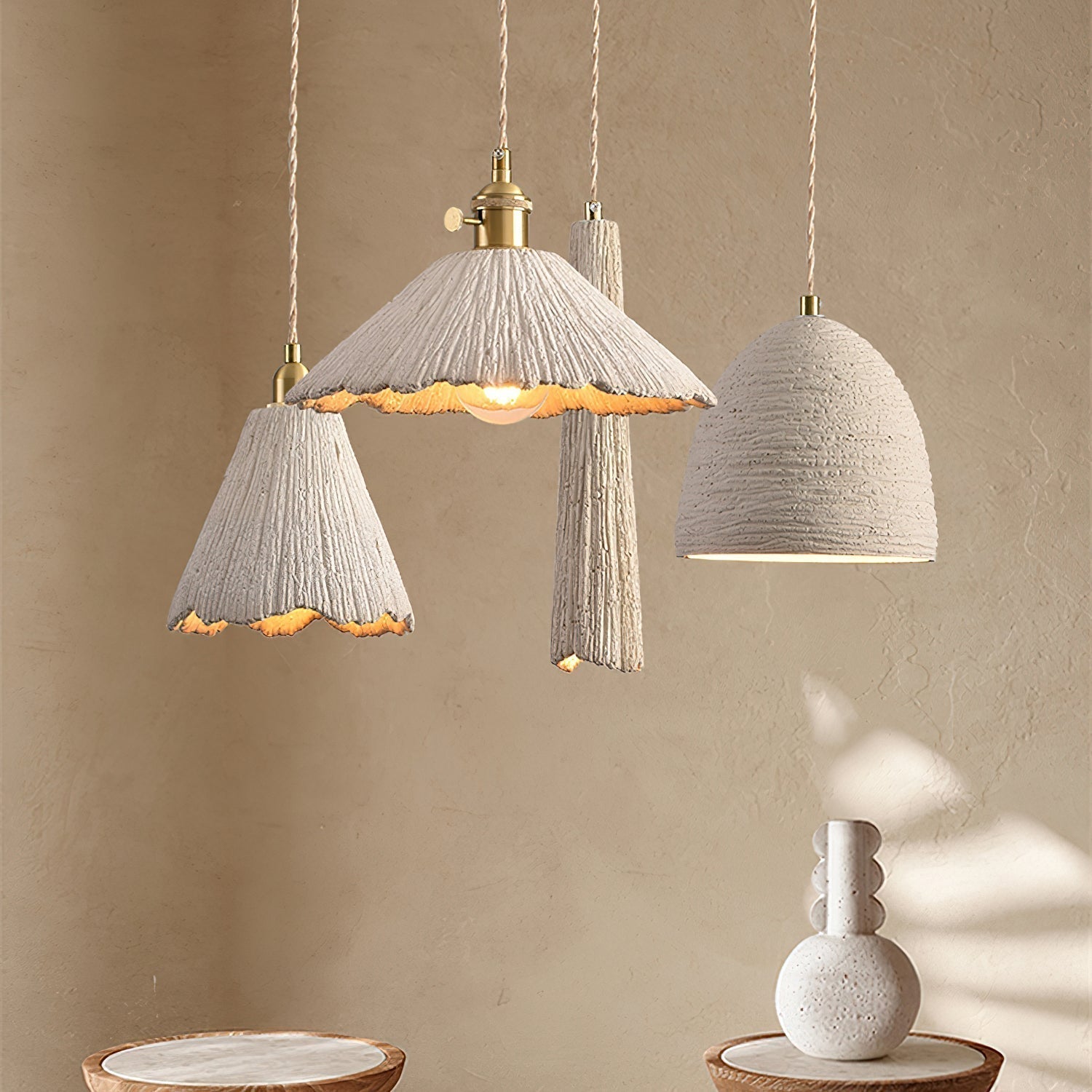 Modern Industrial Concrete Pendant Light Minimalist Microcement Hanging Lamp for Dining Room