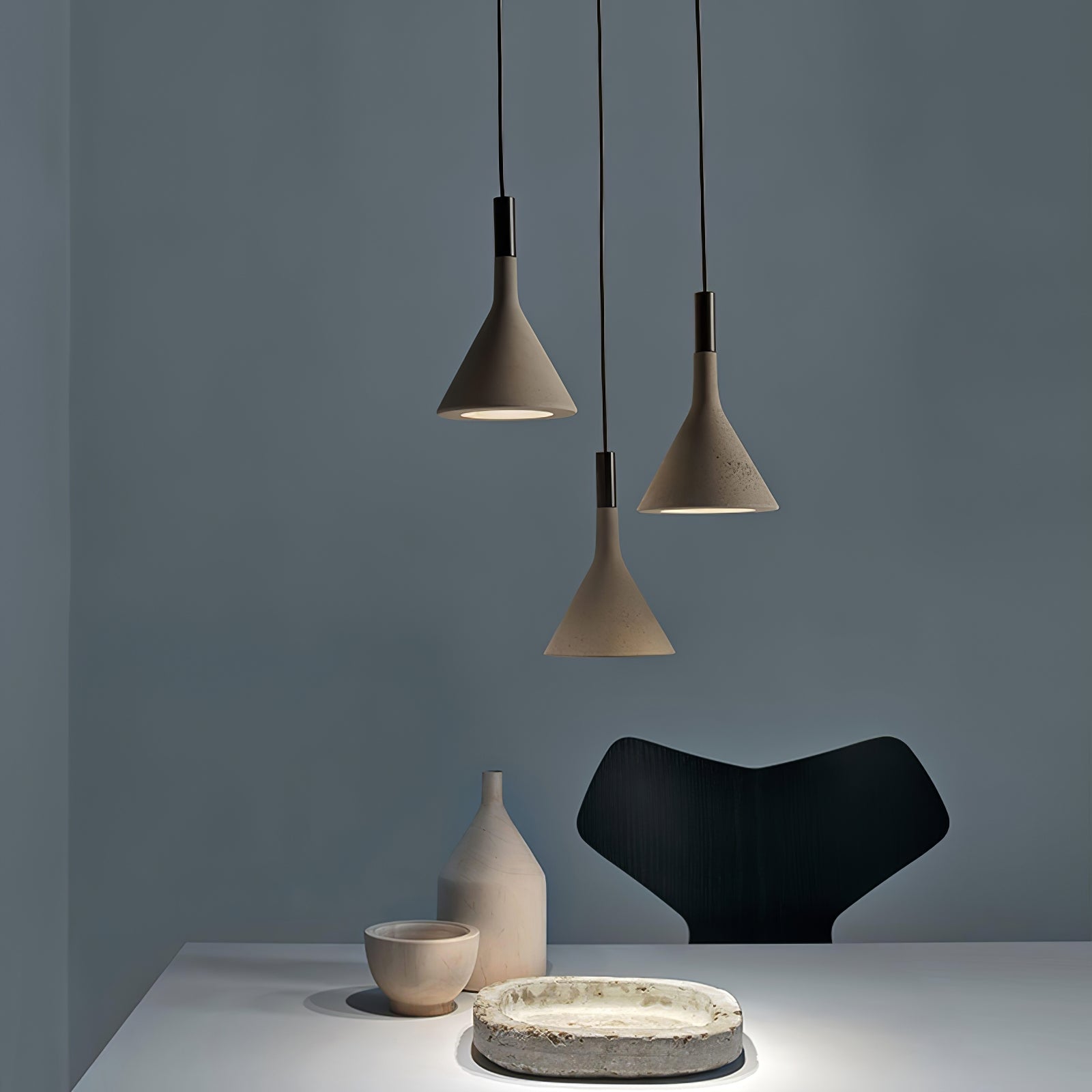 Modern Industrial Conical Concrete Pendant Light Minimalist Cement Drop Lamp for Kitchen and Dining