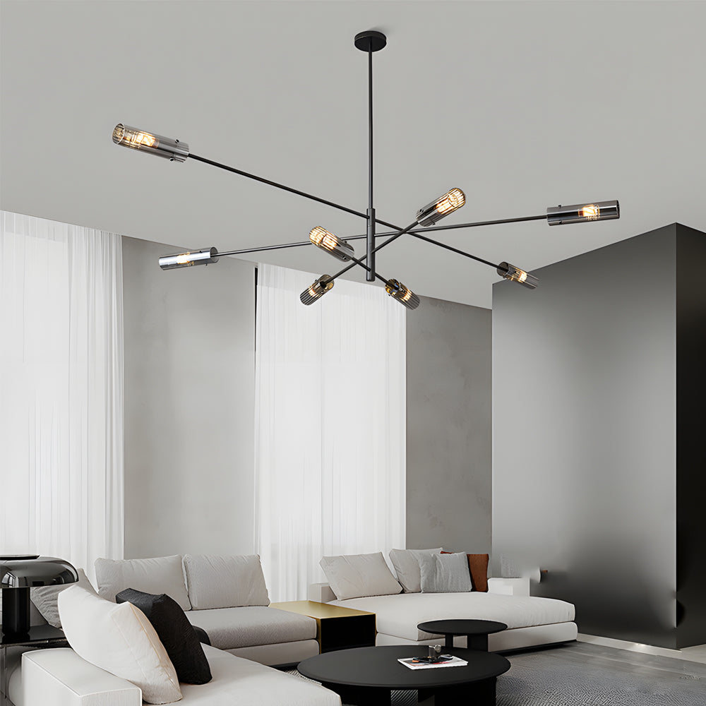 Modern Industrial Copper Sputnik Chandelier Linear Pendant Ceiling Light for Dining Room and Living Room