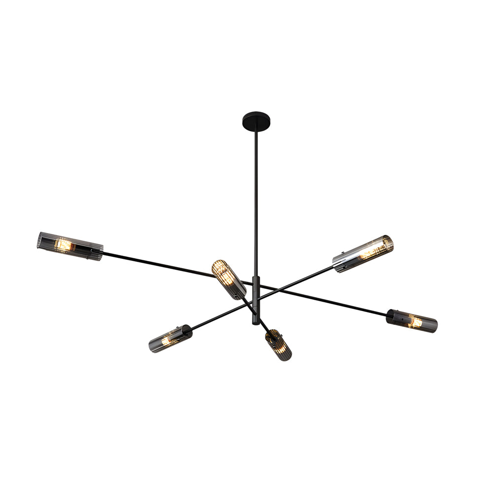 Modern Industrial Copper Sputnik Chandelier Linear Pendant Ceiling Light for Dining Room and Living Room