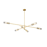 Modern Industrial Copper Sputnik Chandelier Linear Pendant Ceiling Light for Dining Room and Living Room
