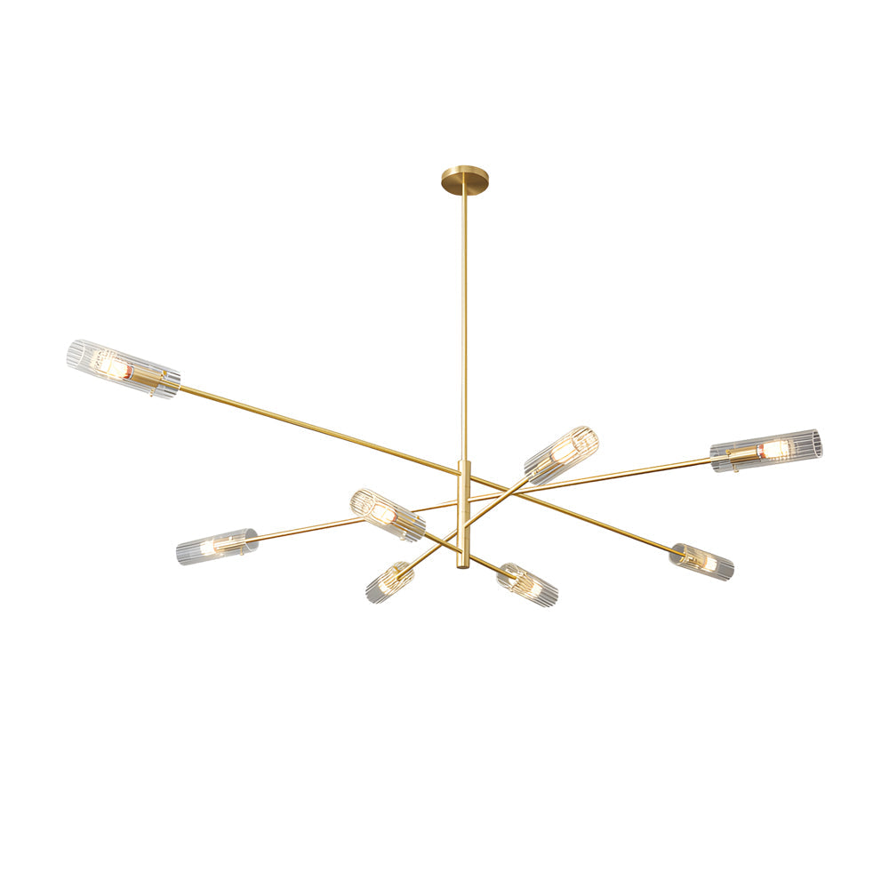 Modern Industrial Copper Sputnik Chandelier Linear Pendant Ceiling Light for Dining Room and Living Room