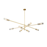 Modern Industrial Copper Sputnik Chandelier Linear Pendant Ceiling Light for Dining Room and Living Room