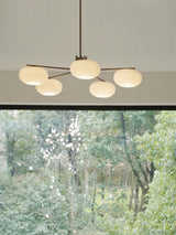 Modern Industrial Crown Chandelier Ceiling Light with White Glass Globes