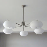 Modern Industrial Crown Chandelier Ceiling Light with White Glass Globes