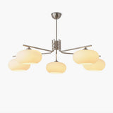 Modern Industrial Crown Chandelier Ceiling Light with White Glass Globes