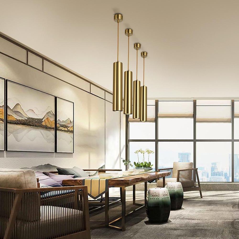 Modern Industrial Linear LED Pendant Light for Kitchen Island Minimalist Metal Cylinder Hanging Lamp