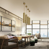Modern Industrial Linear LED Pendant Light for Kitchen Island Minimalist Metal Cylinder Hanging Lamp