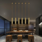 Modern Industrial Linear LED Pendant Light for Kitchen Island Minimalist Metal Cylinder Hanging Lamp