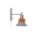Modern Industrial Metal Bracket Wall Sconce with Polished Chrome Shade and Orange Accent Strap
