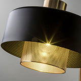 Modern Industrial Metal Pendant Light with Perforated Copper Shade and Adjustable Black Hanging Fixture