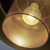 Modern Industrial Metal Pendant Light with Perforated Copper Shade and Adjustable Black Hanging Fixture