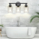 Modern Industrial Plug In Glass Wall Sconce for Bathroom Vanity and Bedroom Mirror Lighting