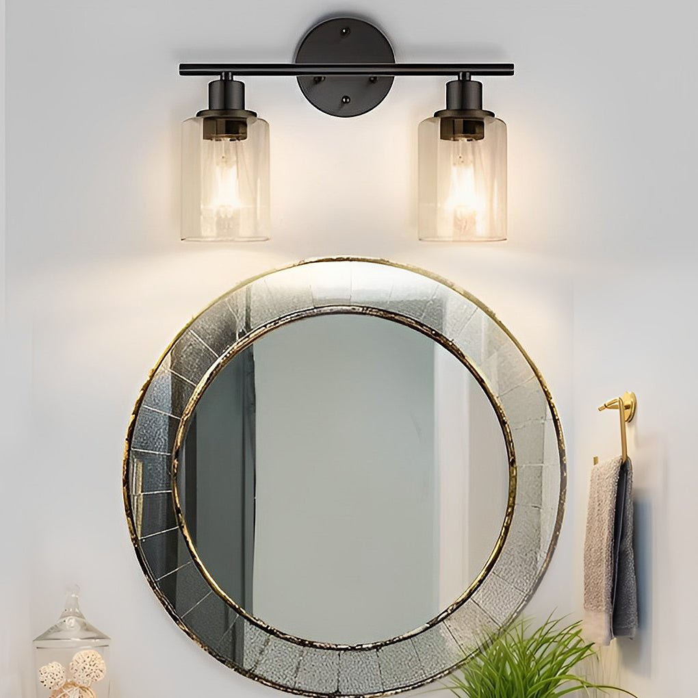 Modern Industrial Plug In Glass Wall Sconce for Bathroom Vanity and Bedroom Mirror Lighting