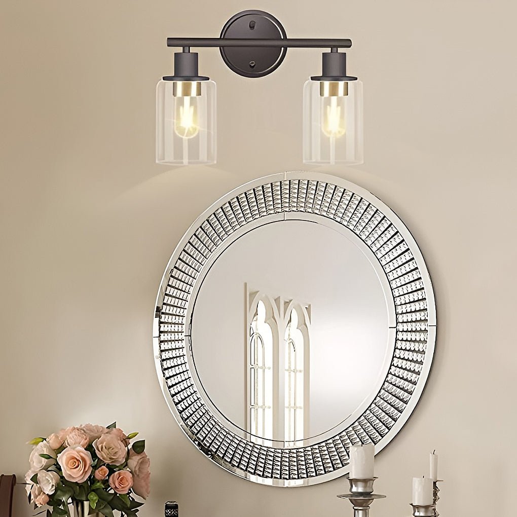 Modern Industrial Plug In Glass Wall Sconce for Bathroom Vanity and Bedroom Mirror Lighting
