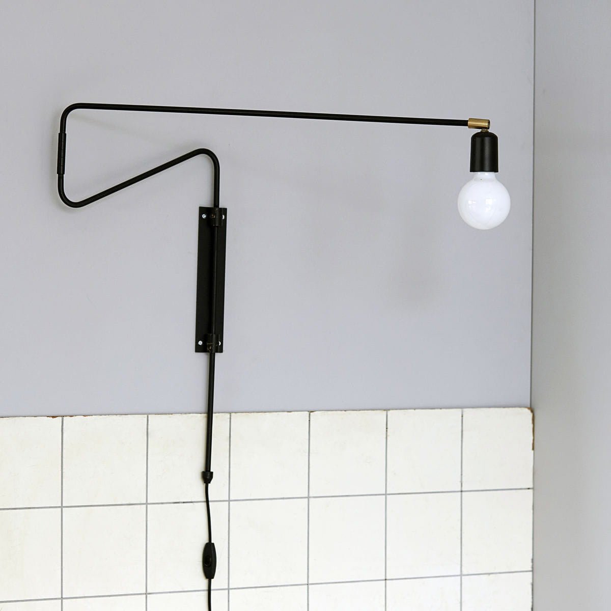 Modern Industrial Rotating Swing Arm Wall Sconce Set of 2 Brass and Black Adjustable Lamp