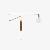 Modern Industrial Rotating Swing Arm Wall Sconce Set of 2 Brass and Black Adjustable Lamp
