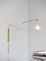 Modern Industrial Rotating Swing Arm Wall Sconce Set of 2 Brass and Black Adjustable Lamp