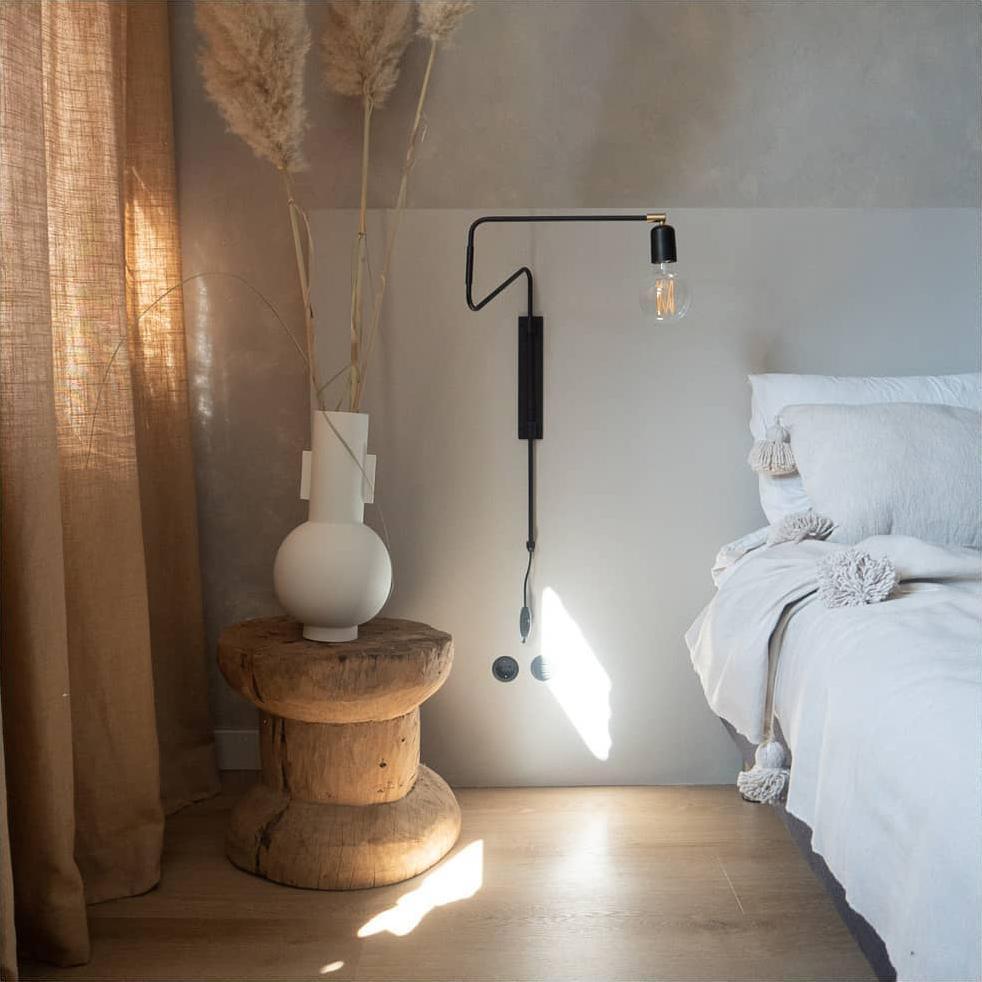 Modern Industrial Rotating Swing Arm Wall Sconce Set of 2 Brass and Black Adjustable Lamp
