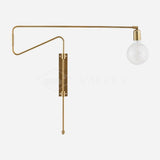 Modern Industrial Rotating Swing Arm Wall Sconce Set of 2 Brass and Black Adjustable Lamp