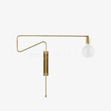 Modern Industrial Rotating Swing Arm Wall Sconce Set of 2 Brass and Black Adjustable Lamp