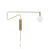 Modern Industrial Rotating Swing Arm Wall Sconce Set of 2 Brass and Black Adjustable Lamp