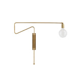 Modern Industrial Rotating Swing Arm Wall Sconce Set of 2 Brass and Black Adjustable Lamp
