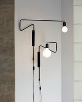 Modern Industrial Rotating Swing Arm Wall Sconce Set of 2 Brass and Black Adjustable Lamp