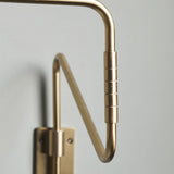 Modern Industrial Rotating Swing Arm Wall Sconce Set of 2 Brass and Black Adjustable Lamp
