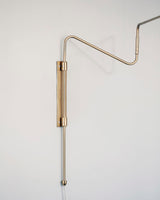 Modern Industrial Rotating Swing Arm Wall Sconce Set of 2 Brass and Black Adjustable Lamp