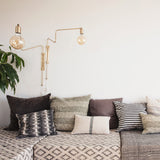 Modern Industrial Rotating Swing Arm Wall Sconce Set of 2 Brass and Black Adjustable Lamp