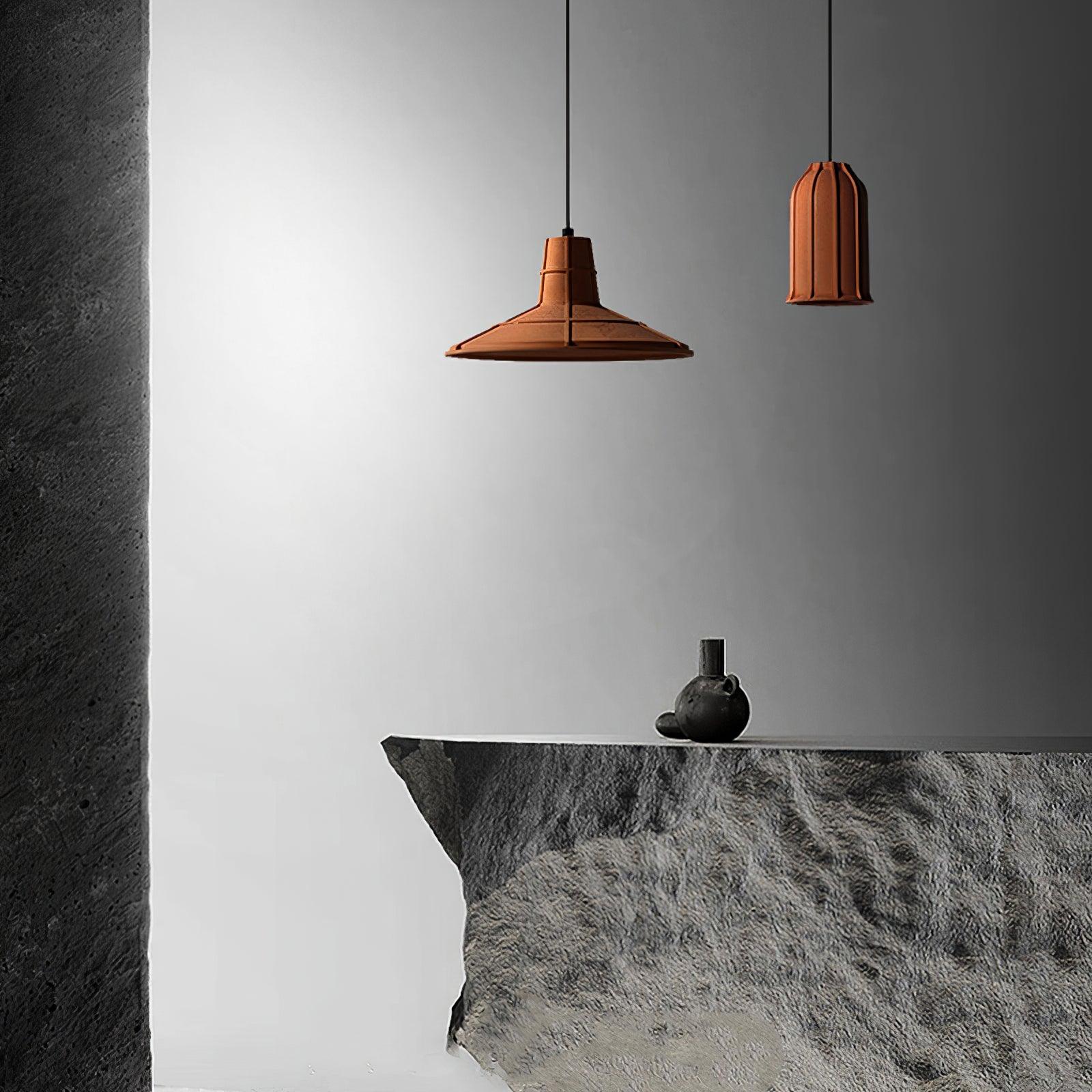 Modern Industrial Skeleton Cement Pendant Light Vintage Cast Mold Style Ceiling Hanging Lamp