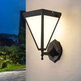 Modern Industrial Solar Powered LED Outdoor Wall Sconce Waterproof Tapered Exterior Porch Light