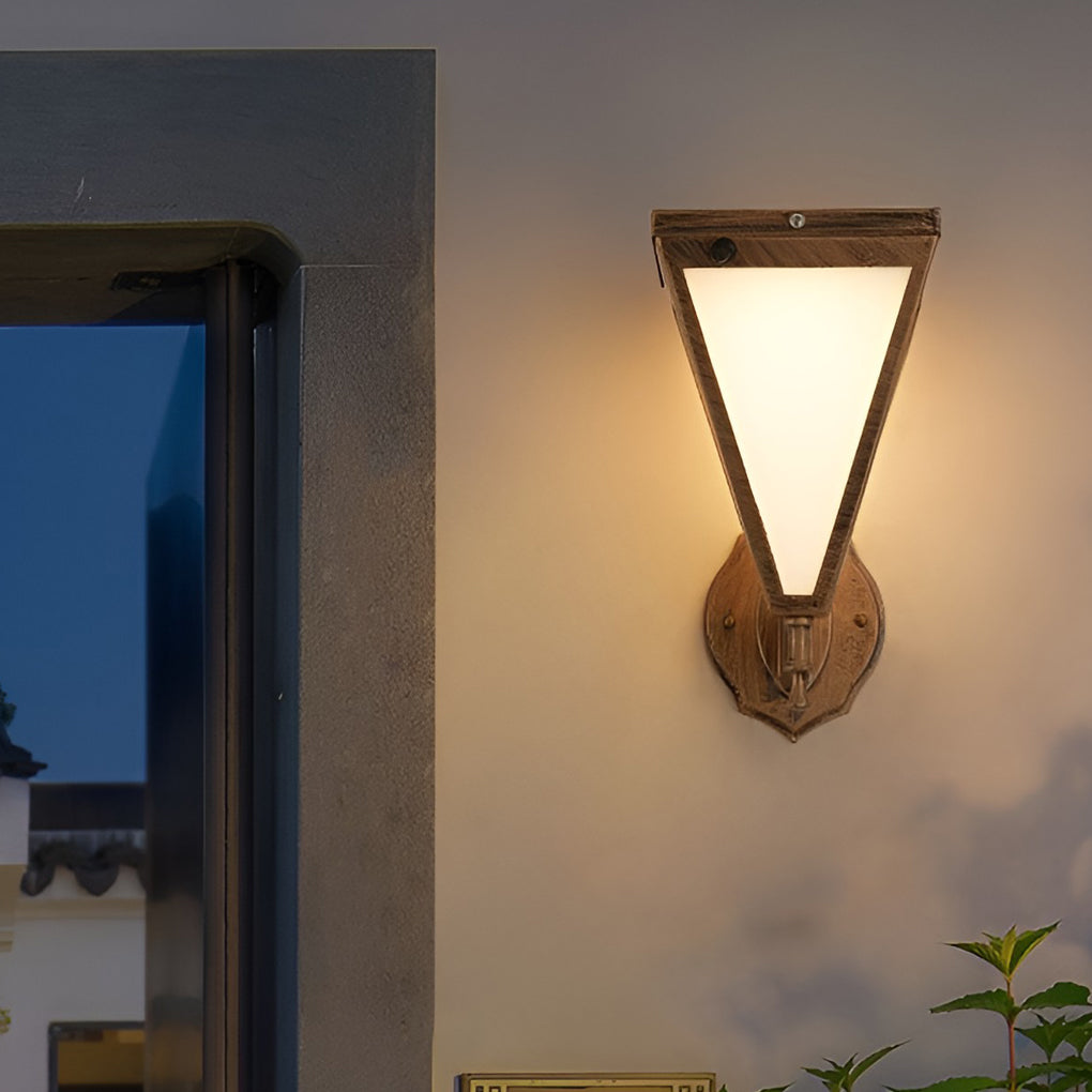 Modern Industrial Solar Powered LED Outdoor Wall Sconce Waterproof Tapered Exterior Porch Light