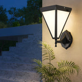 Modern Industrial Solar Powered LED Outdoor Wall Sconce Waterproof Tapered Exterior Porch Light