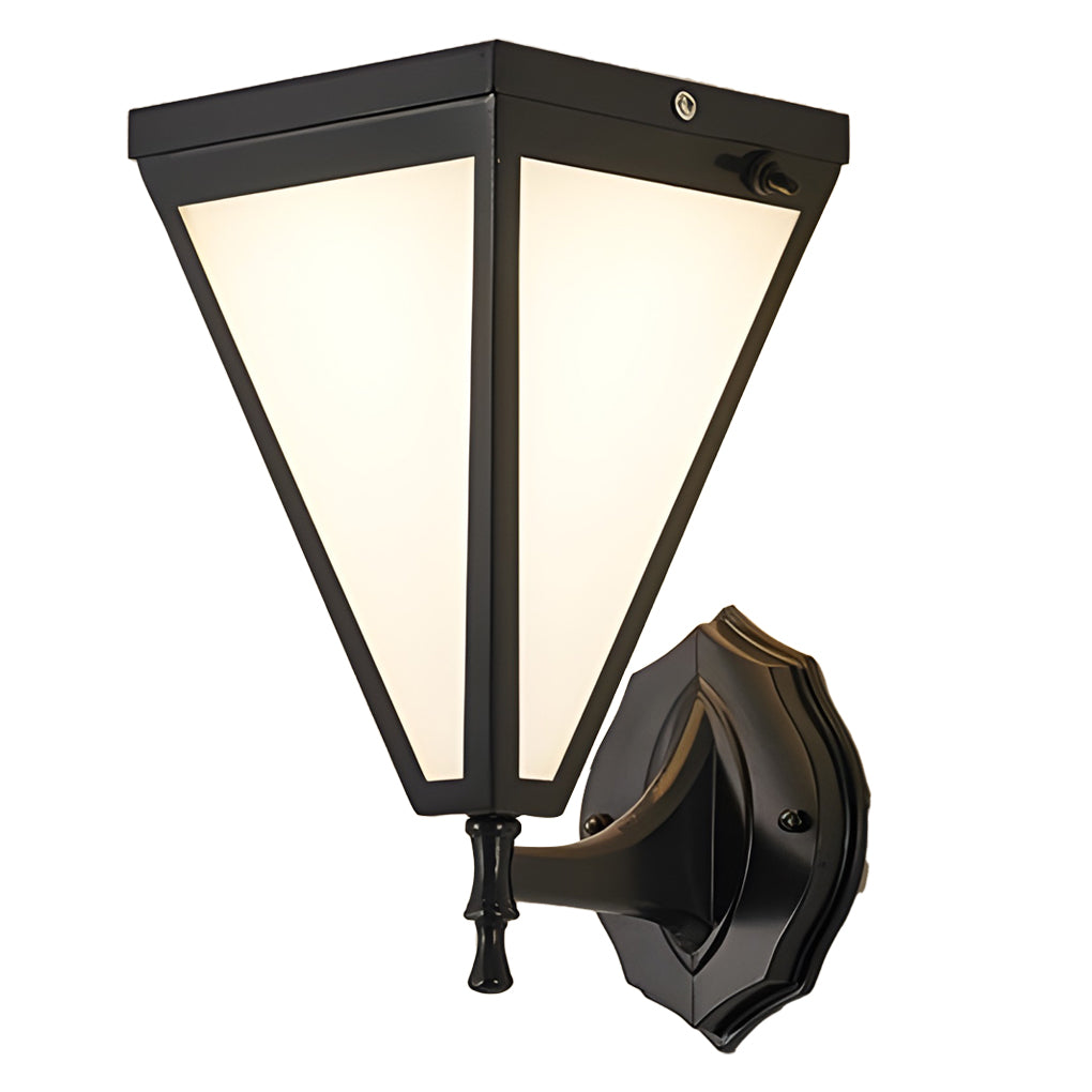 Modern Industrial Solar Powered LED Outdoor Wall Sconce Waterproof Tapered Exterior Porch Light