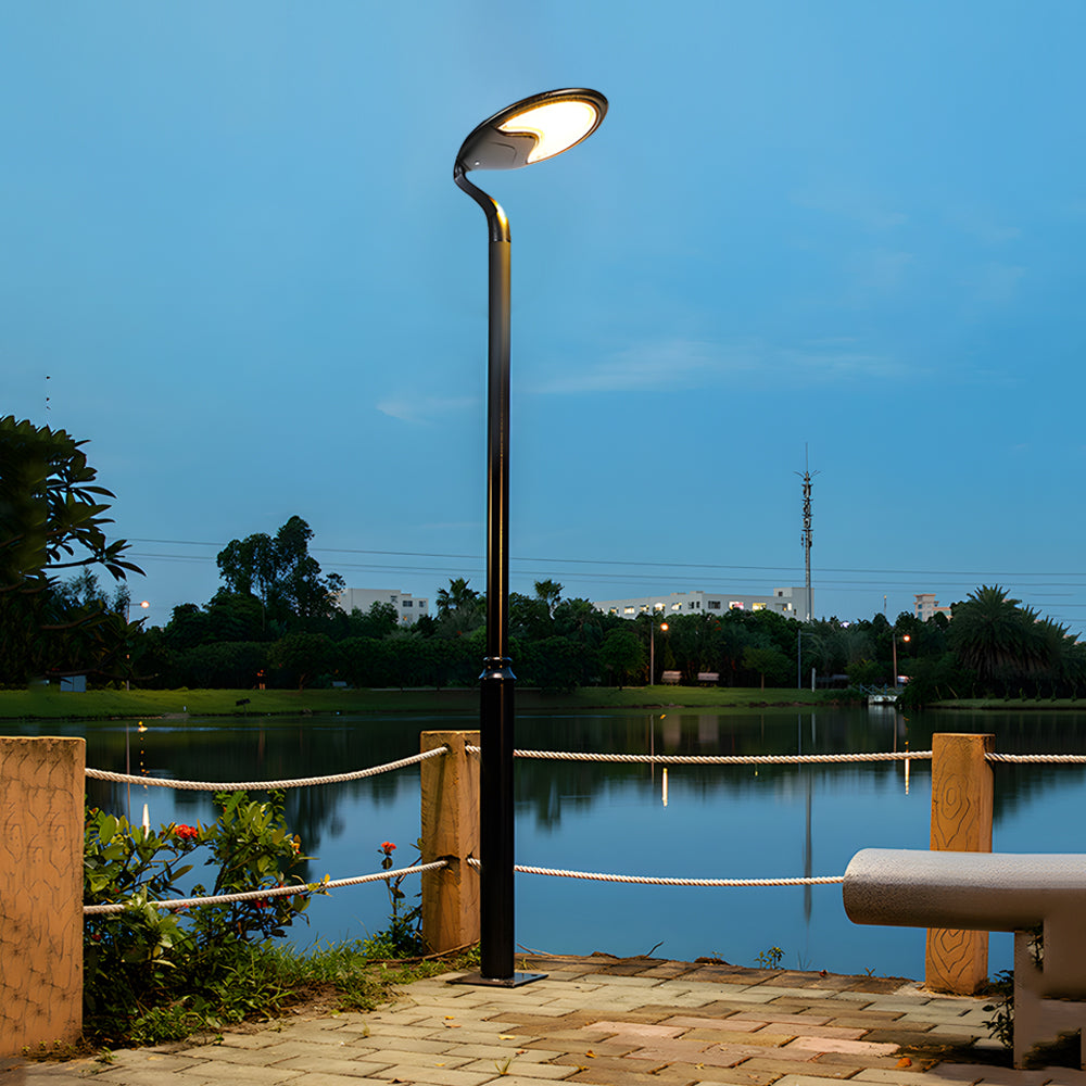 Modern Industrial Solar Powered LED Post Street Light in Matte Black Finish