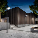 Modern Industrial Solar Powered LED Post Street Light in Matte Black Finish