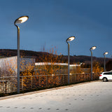 Modern Industrial Solar Powered LED Post Street Light in Matte Black Finish