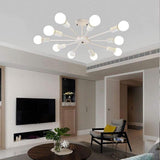 Modern Industrial Sputnik Chandelier 10 Light Black Metal Ceiling Fixture for Living Room