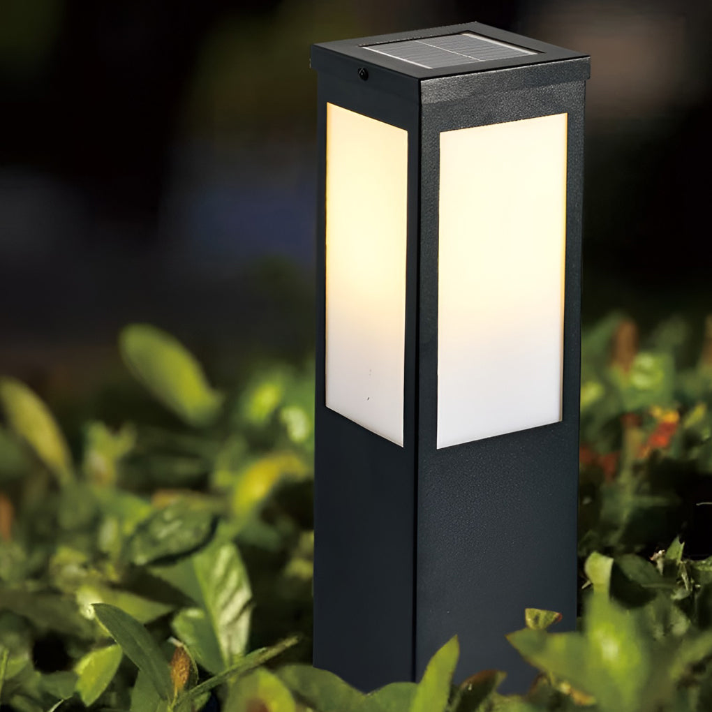 Modern Industrial Square Solar Landscape Path Lights Waterproof LED Outdoor Garden Lighting